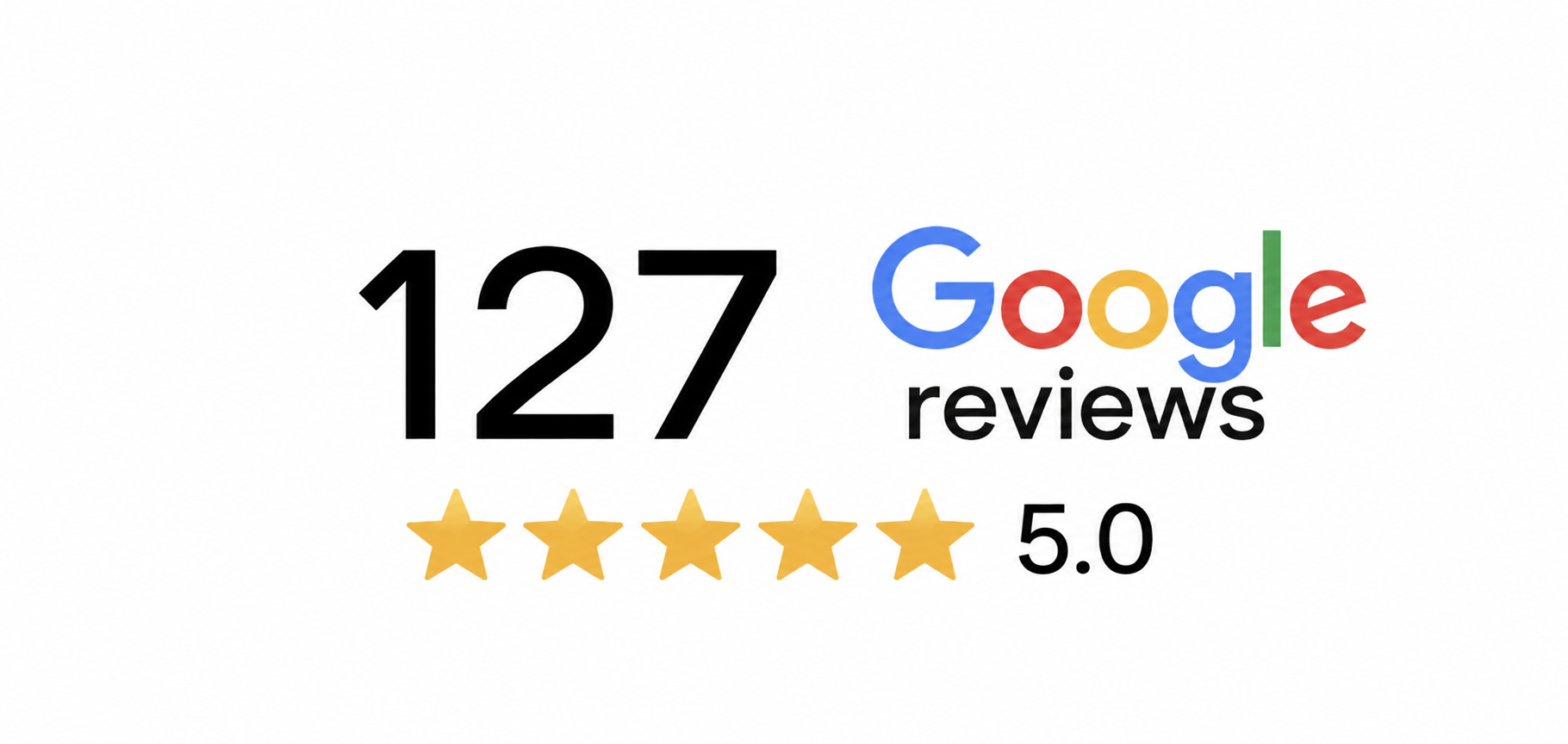 Ejemplo de un perfil con 127 reseñas de Google y una calificación de 5.0 estrellas